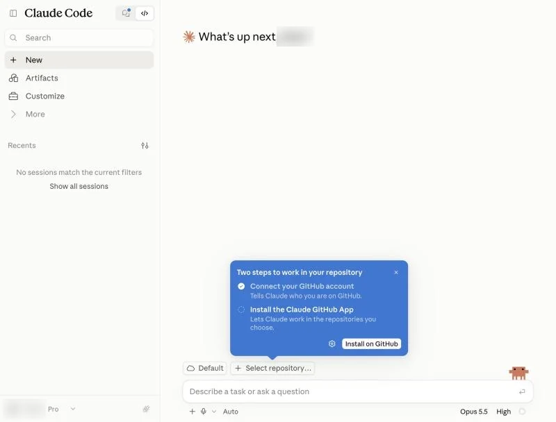 Claude Code בדפדפן: בחירת מאגר, תיבת משימה ומצב Auto